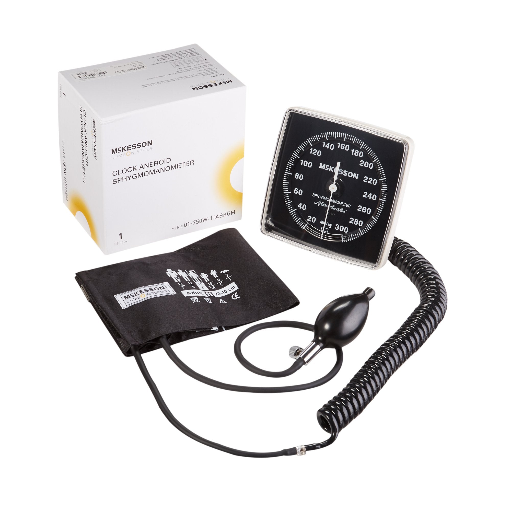 McKesson LUMEON Wall Mount Aneroid Sphygmomanometer, Black, Adult, Arm -Case of 12 McKesson LUMEON Wall Mount Aneroid Sphygmomanometer, Black, Adult, Arm -Case of 12
