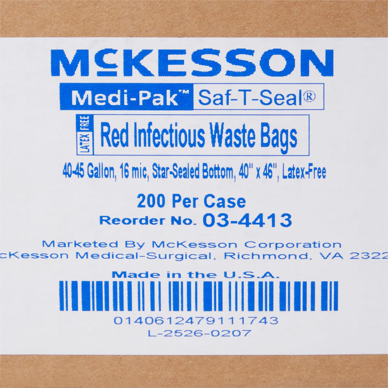 SAF-T-SEAL Infectious Waste Bag, 40-45 gal -Case of 200 SAF-T-SEAL Infectious Waste Bag, 40-45 gal -Case of 200