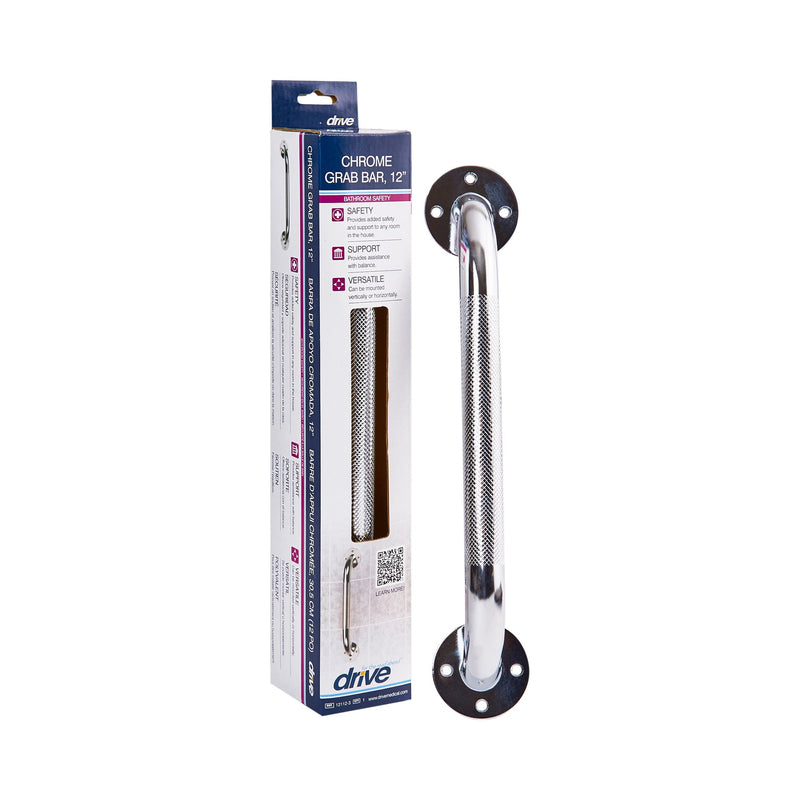drive Knurled Steel Wall Grab Bar, Chrome, 12 Inch -Each drive Knurled Steel Wall Grab Bar, Chrome, 12 Inch -Each