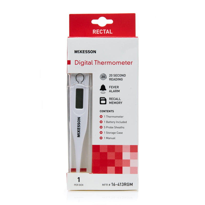 McKesson Rectal Digital Thermometer, Red -Each McKesson Rectal Digital Thermometer, Red -Each