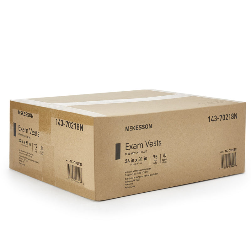 Mckesson Front Opening Exam Vest, Blue -Case of 75 Mckesson Front Opening Exam Vest, Blue -Case of 75