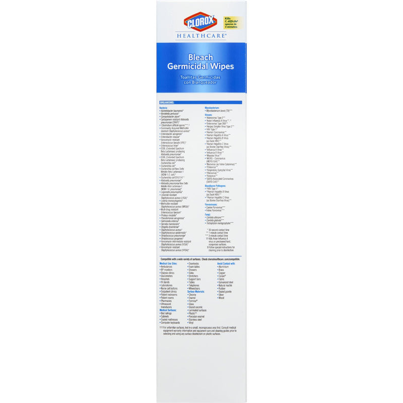 Clorox Healthcare Bleach Germicidal Wipes, Individual Packets -Carton of 50 Clorox Healthcare Bleach Germicidal Wipes, Individual Packets -Carton of 50