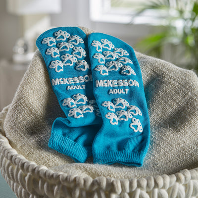 McKesson Terries Adult Slipper Socks, Large, Teal -1 Pair McKesson Terries Adult Slipper Socks, Large, Teal -1 Pair