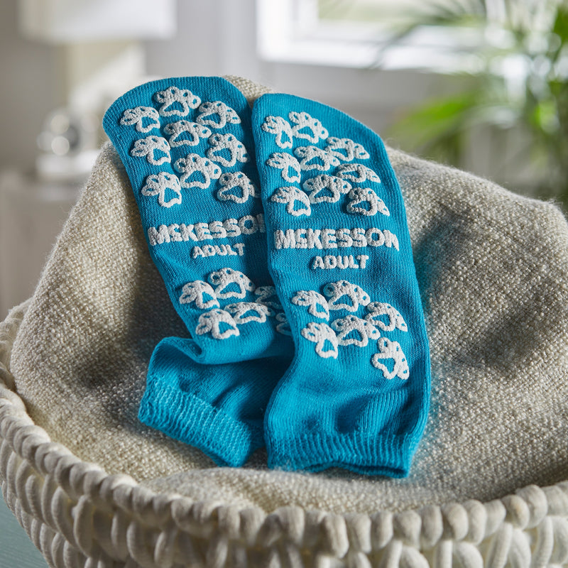 McKesson Terries Adult Slipper Socks, Large, Teal -1 Pair McKesson Terries Adult Slipper Socks, Large, Teal -1 Pair