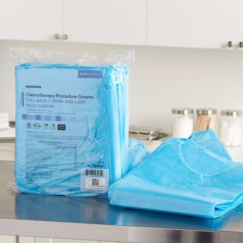 McKesson Full Back Chemotherapy Procedure Gown, X-Large -Bag of 10 McKesson Full Back Chemotherapy Procedure Gown, X-Large -Bag of 10