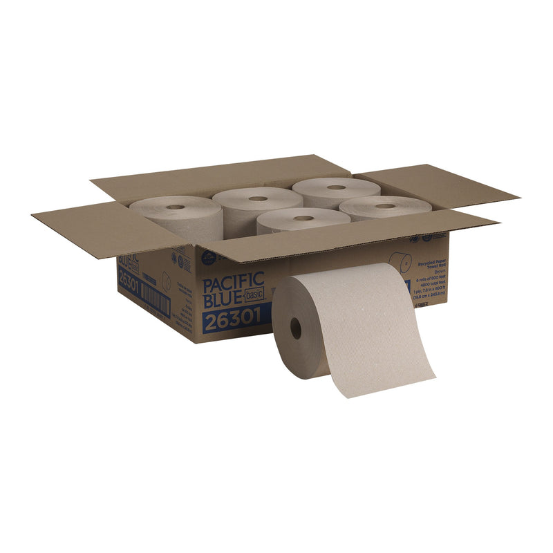 Pacific Blue Basic Brown Paper Towel, 7-7/8 Inch x 800 Foot, 6 Rolls per Case -Case of 6 Pacific Blue Basic Brown Paper Towel, 7-7/8 Inch x 800 Foot, 6 Rolls per Case -Case of 6