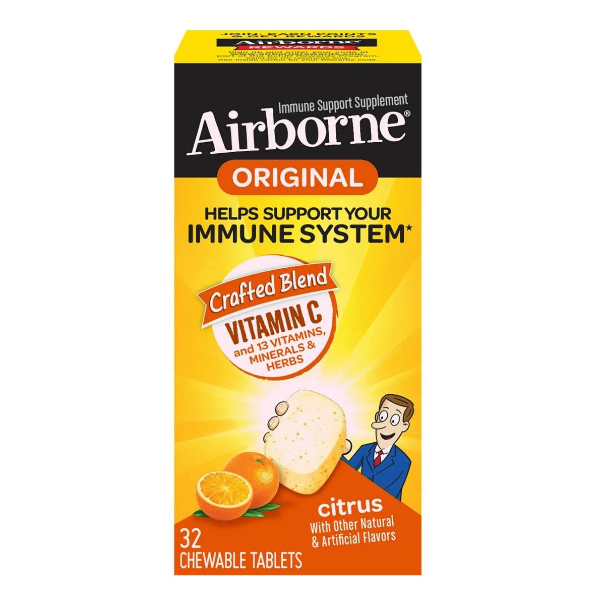 Airborne Original Immune Support Supplement Chewable Tablets Citrus - 1231248_BT - 1 Airborne Original Immune Support Supplement Chewable Tablets Citrus - 1231248_BT - 1