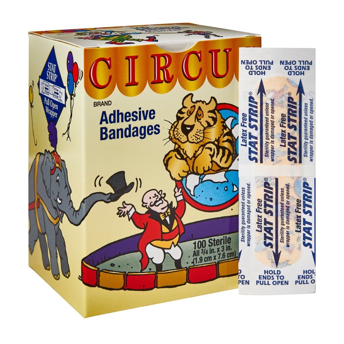 American White Cross Stat Strip Circus Kid Design Adhesive Strips - 296235_BX - 1 American White Cross Stat Strip Circus Kid Design Adhesive Strips - 296235_BX - 1