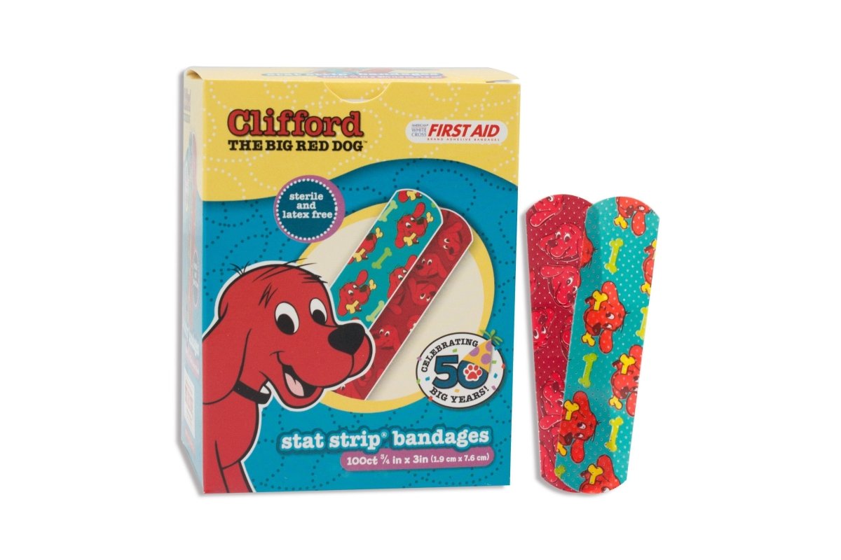 American White Cross Stat Strip Clifford The Big Red Dog Adhesive Strips - 977008_BX - 1 American White Cross Stat Strip Clifford The Big Red Dog Adhesive Strips - 977008_BX - 1