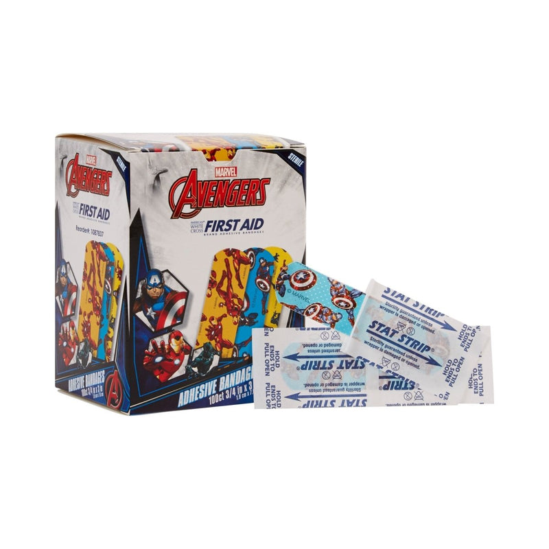 American White Cross Stat Strip Kid Design (Black Panther / Captain America / Iron Man) Adhesive Strips - 897043_BX - 1 American White Cross Stat Strip Kid Design (Black Panther / Captain America / Iron Man) Adhesive Strips - 897043_BX - 1