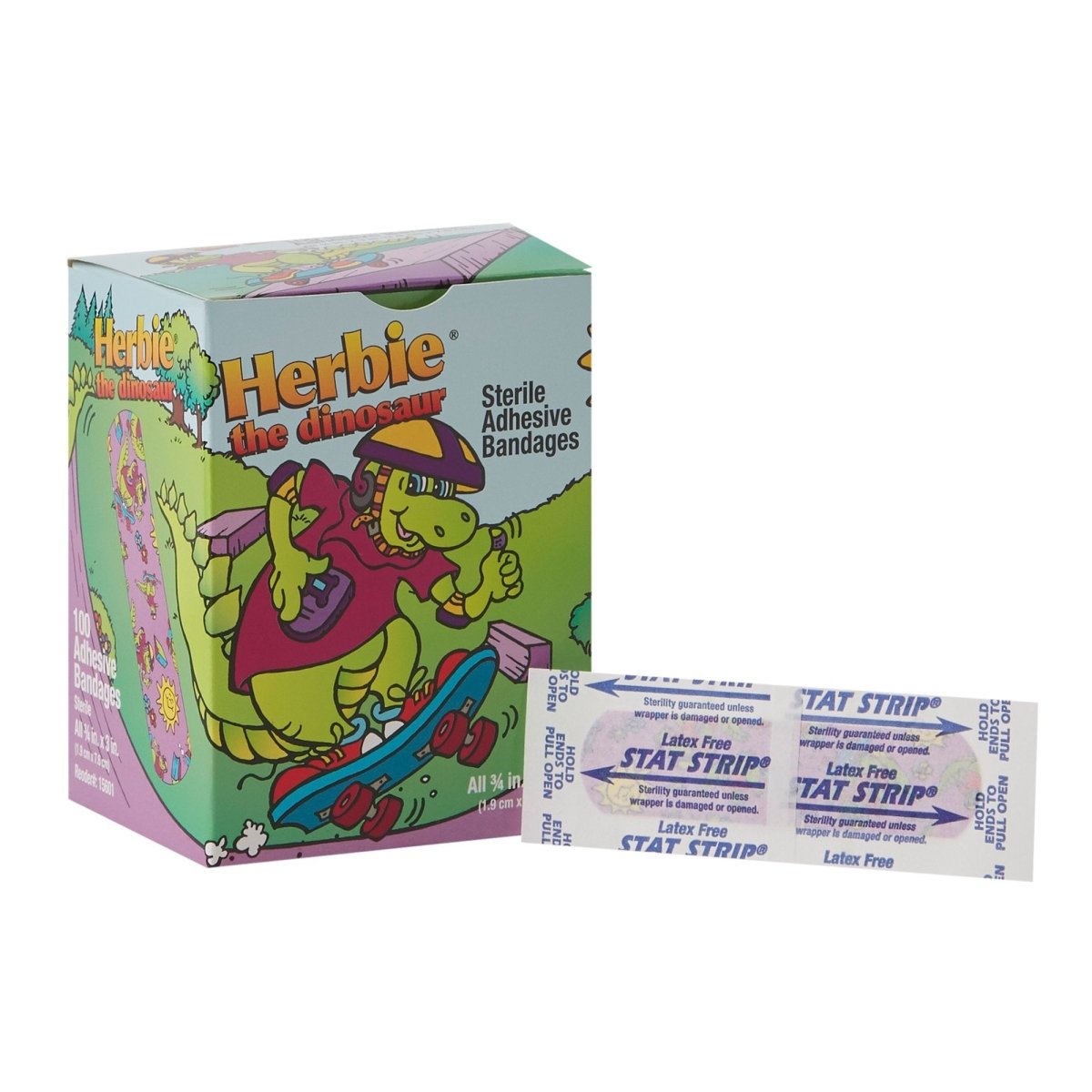 American White Cross Stat Strip Kid Design (Herbie The Dinosaur) Adhesive Strips - 296236_BX - 1 American White Cross Stat Strip Kid Design (Herbie The Dinosaur) Adhesive Strips - 296236_BX - 1