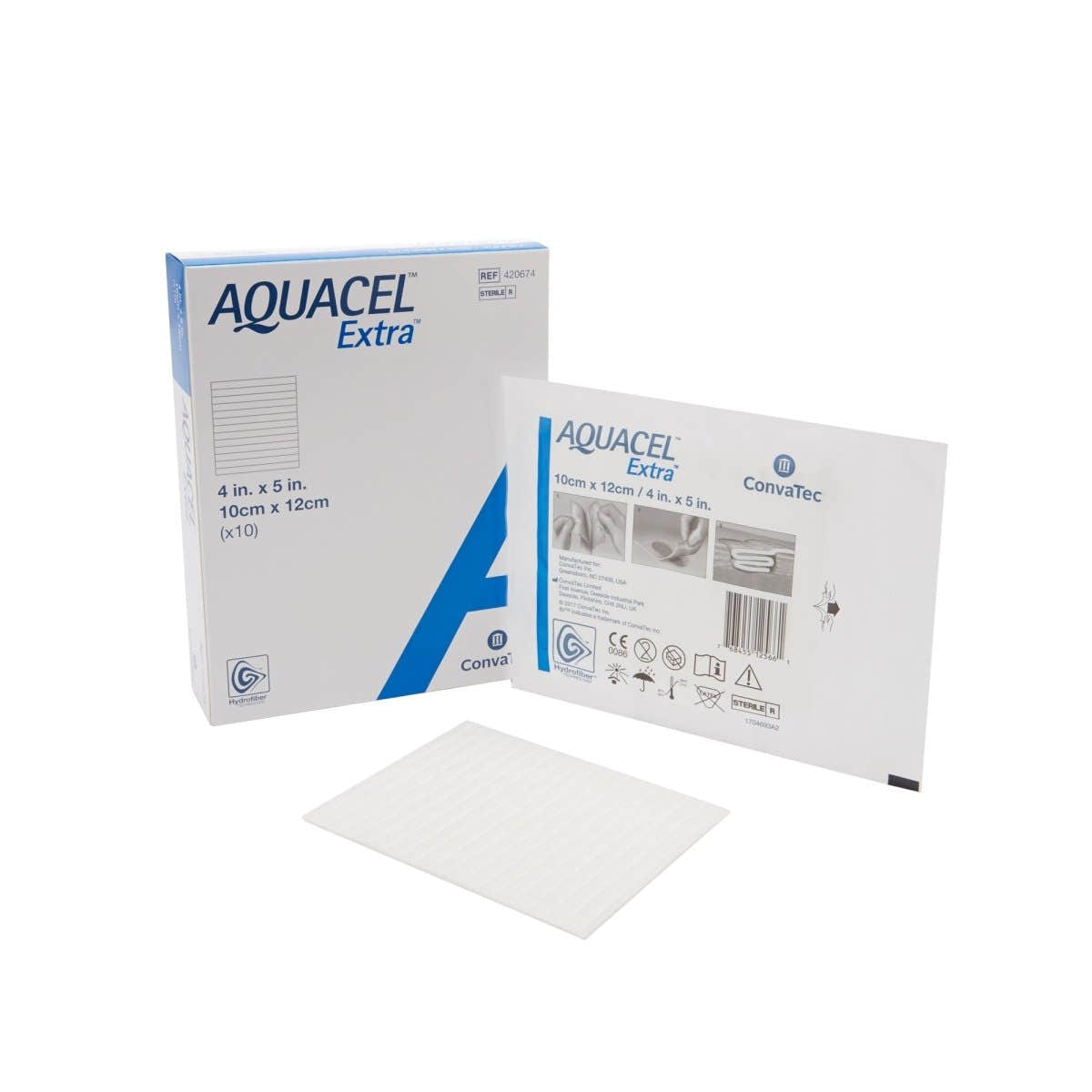 Aquacel Extra Hydrofiber Dressing, 2 × 2 Inch -2 X 2 Inch Aquacel Extra Hydrofiber Dressing - 785799_EA - 2
