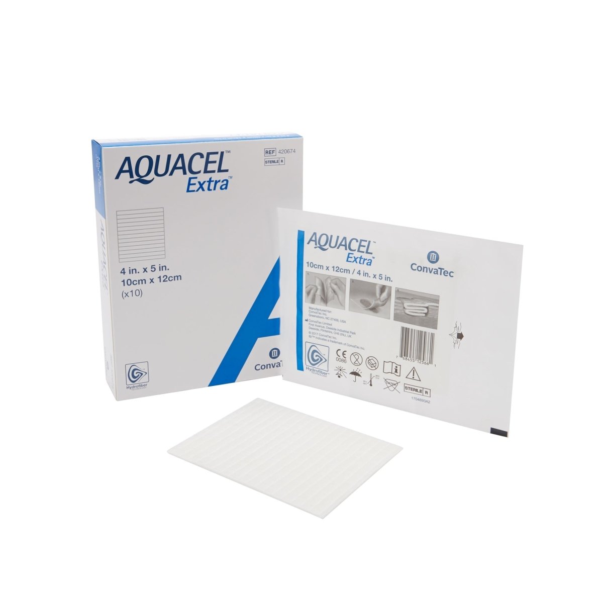 Aquacel Extra Hydrofiber Dressing, 2 × 2 Inch -2 X 2 Inch Aquacel Extra Hydrofiber Dressing - 785799_EA - 2