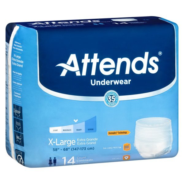 Attends Adult Moderate Absorbent Underwear, White -Unisex - 761661_CS - 8 Attends Adult Moderate Absorbent Underwear, White -Unisex - 761661_CS - 8