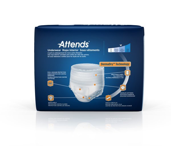 Attends Adult Moderate Absorbent Underwear, White -Unisex - 761661_CS - 4 Attends Adult Moderate Absorbent Underwear, White -Unisex - 761661_CS - 4