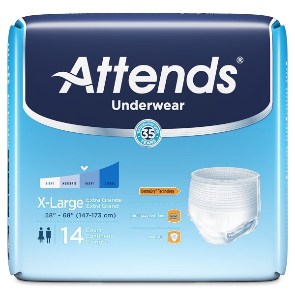 Attends Adult Moderate Absorbent Underwear, White -Unisex - 761661_CS - 6 Attends Adult Moderate Absorbent Underwear, White -Unisex - 761661_CS - 6