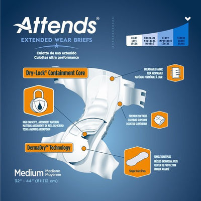 Attends Briefs with Overnight Protection -Unisex - 8 Attends Briefs with Overnight Protection -Unisex - 8