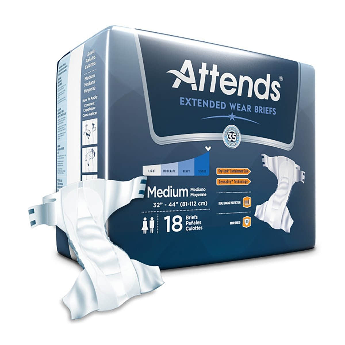 Attends Briefs with Overnight Protection -Unisex - 1 Attends Briefs with Overnight Protection -Unisex - 1