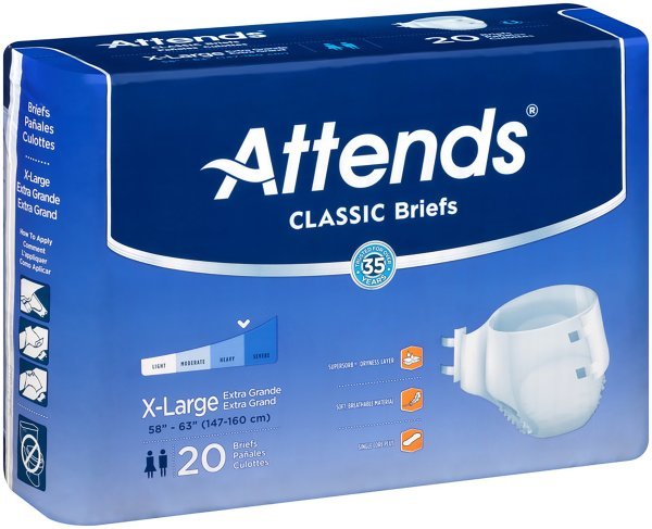 Attends Classic Adult Heavy-Absorbent Incontinence Brief, White -Unisex - 826534_BG - 3 Attends Classic Adult Heavy-Absorbent Incontinence Brief, White -Unisex - 826534_BG - 3