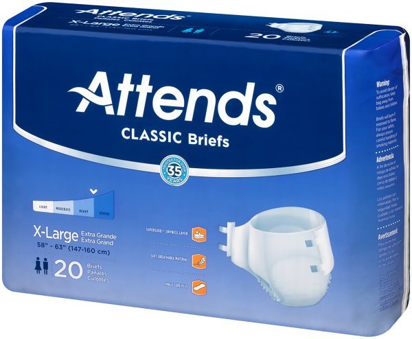 Attends Classic Adult Heavy-Absorbent Incontinence Brief, White -Unisex - 826534_BG - 4 Attends Classic Adult Heavy-Absorbent Incontinence Brief, White -Unisex - 826534_BG - 4