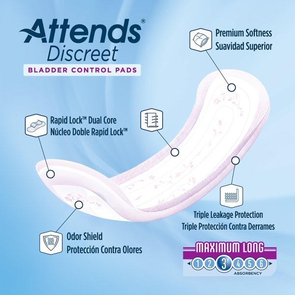 Attends Discreet Women's Maximum Long Bladder Control Pad - 1039116_BG - 5 Attends Discreet Women's Maximum Long Bladder Control Pad - 1039116_BG - 5