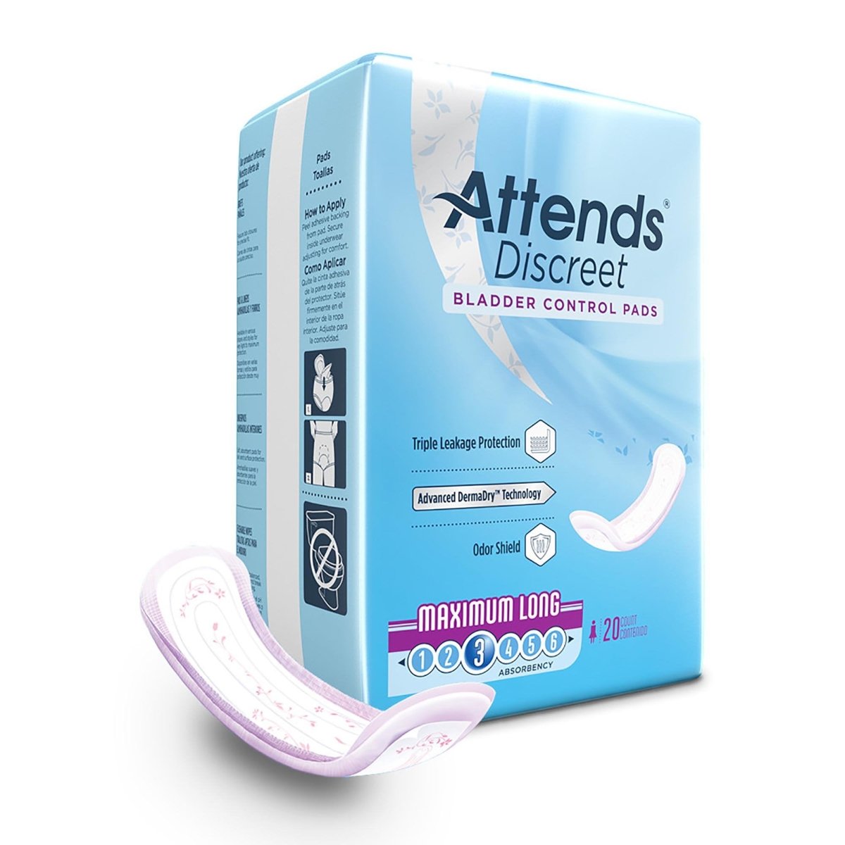 Attends Discreet Women's Maximum Long Bladder Control Pad - 1039116_BG - 1 Attends Discreet Women's Maximum Long Bladder Control Pad - 1039116_BG - 1