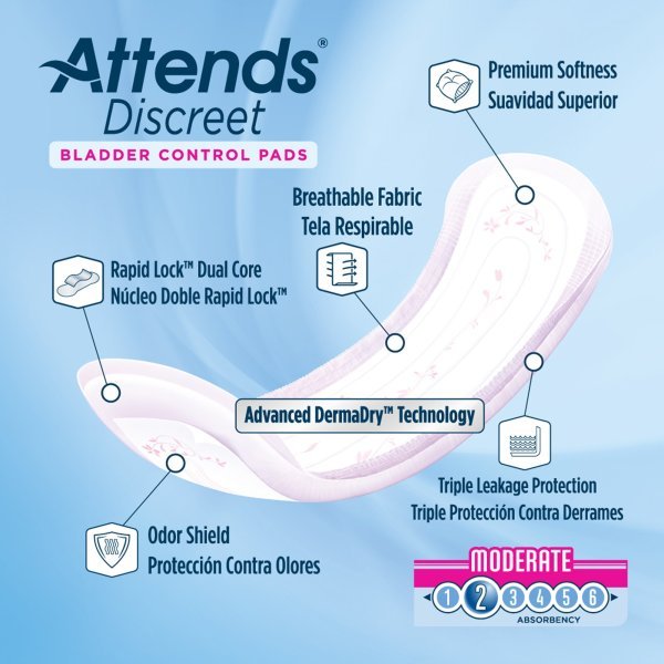Attends Discreet Women's Moderate Bladder Control Pad - 1039118_BG - 6 Attends Discreet Women's Moderate Bladder Control Pad - 1039118_BG - 6