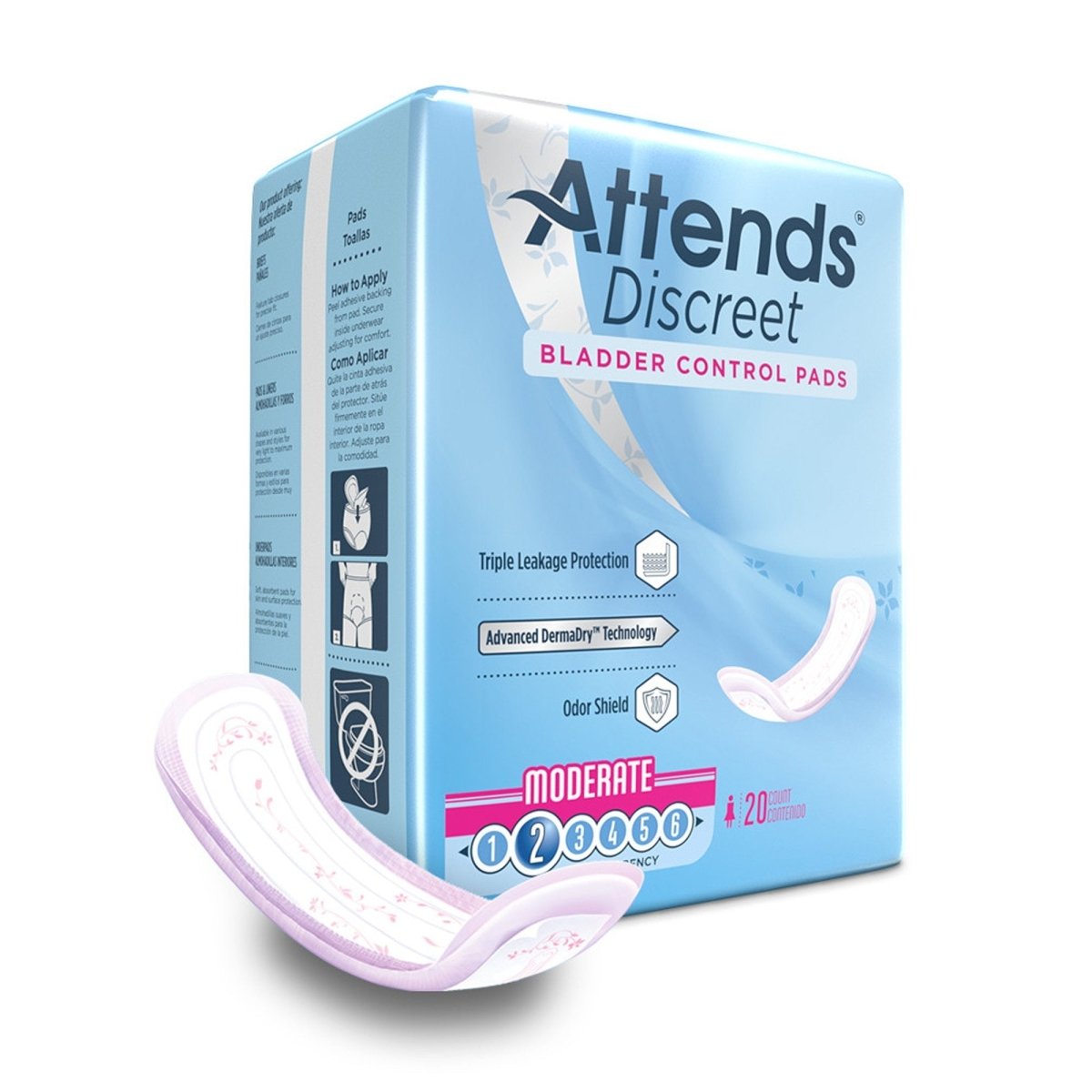 Attends Discreet Women's Moderate Bladder Control Pad - 1039118_BG - 1 Attends Discreet Women's Moderate Bladder Control Pad - 1039118_BG - 1