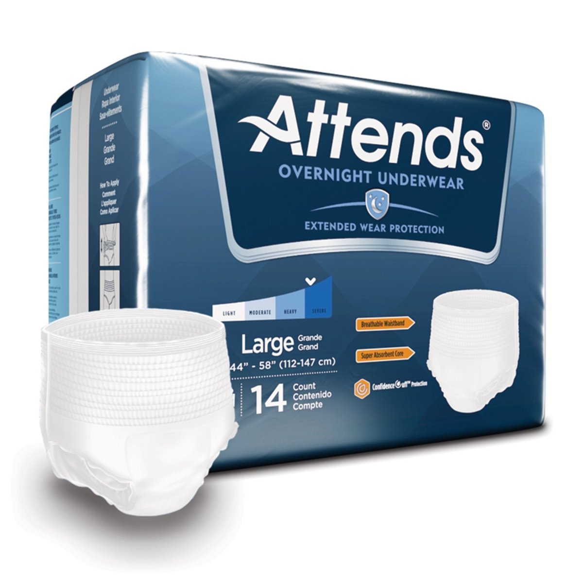 Attends Overnight Underwear with Extended Wear Protection -Unisex - 830764_BG - 1 Attends Overnight Underwear with Extended Wear Protection -Unisex - 830764_BG - 1