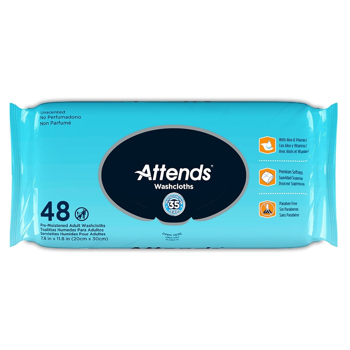 Attends Unscented Washcloths - 840137_CS - 1 Attends Unscented Washcloths - 840137_CS - 1