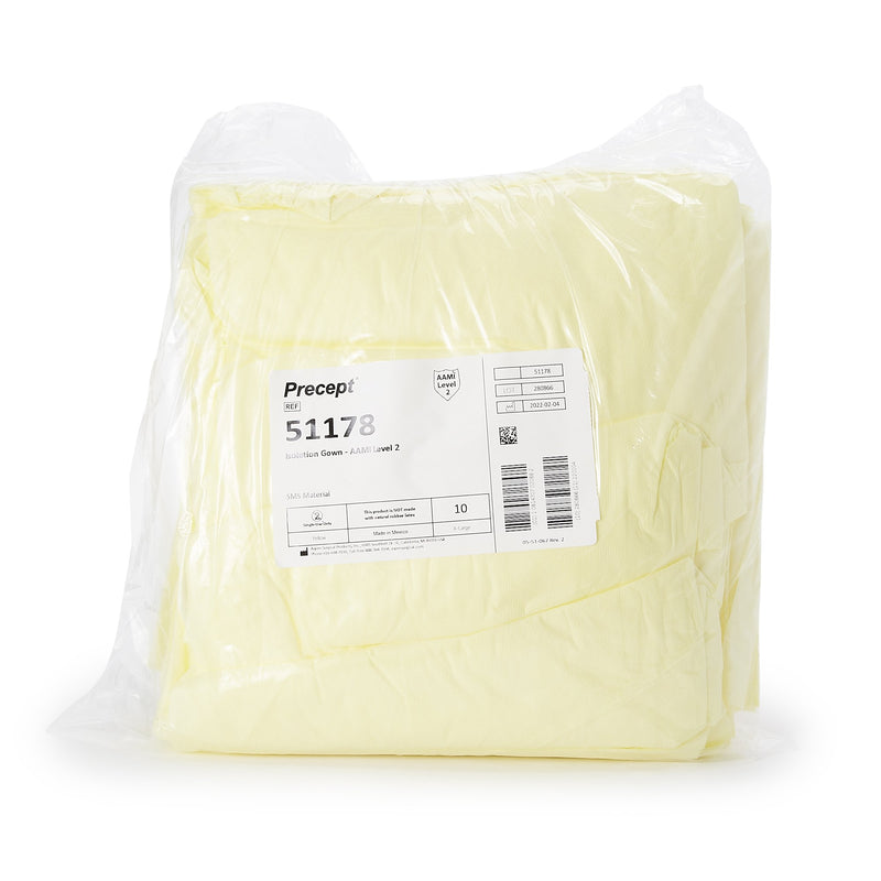 Precept Protective Procedure Gown, X-Large, Yellow -Bag of 10 Precept Protective Procedure Gown, X-Large, Yellow -Bag of 10
