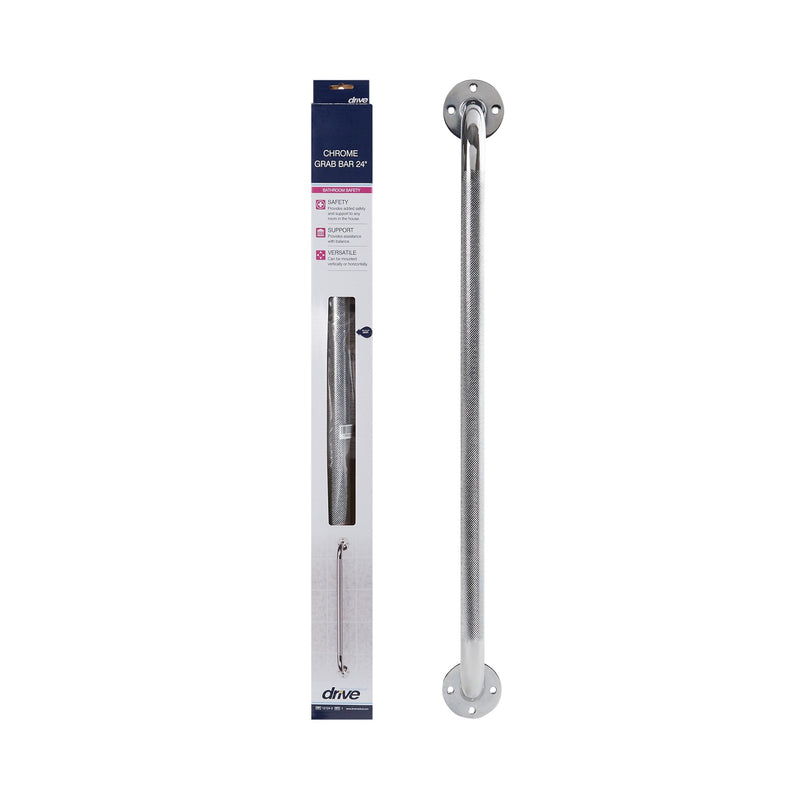 drive Knurled Steel Wall Grab Bar, Chrome, 24 Inch -Box of 3 drive Knurled Steel Wall Grab Bar, Chrome, 24 Inch -Box of 3