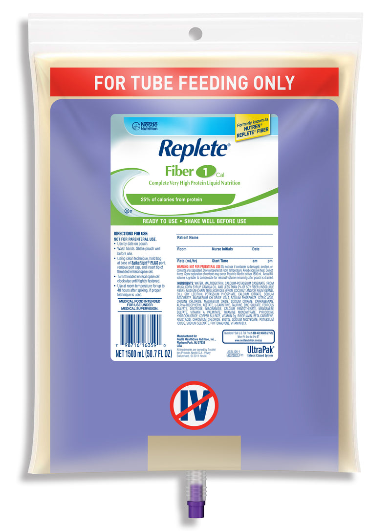 Replete Fiber Ready to Hang Tube Feeding Formula, 50.7 oz. Bag -Each Replete Fiber Ready to Hang Tube Feeding Formula, 50.7 oz. Bag -Each