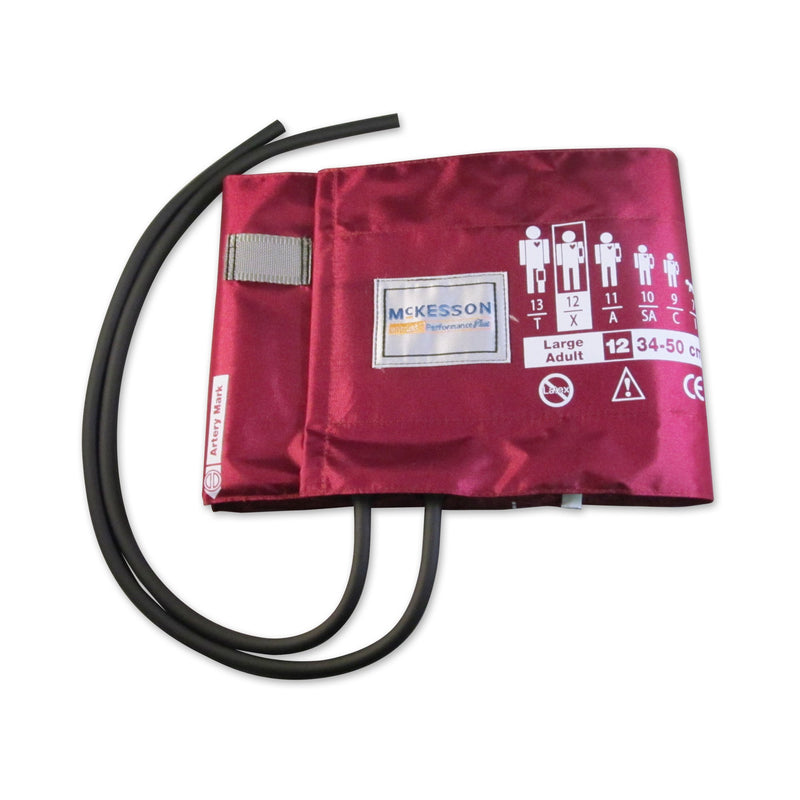 McKesson LUMEON Cuff, 2-Tube Bladder, Burgundy, Large -Case of 15 McKesson LUMEON Cuff, 2-Tube Bladder, Burgundy, Large -Case of 15