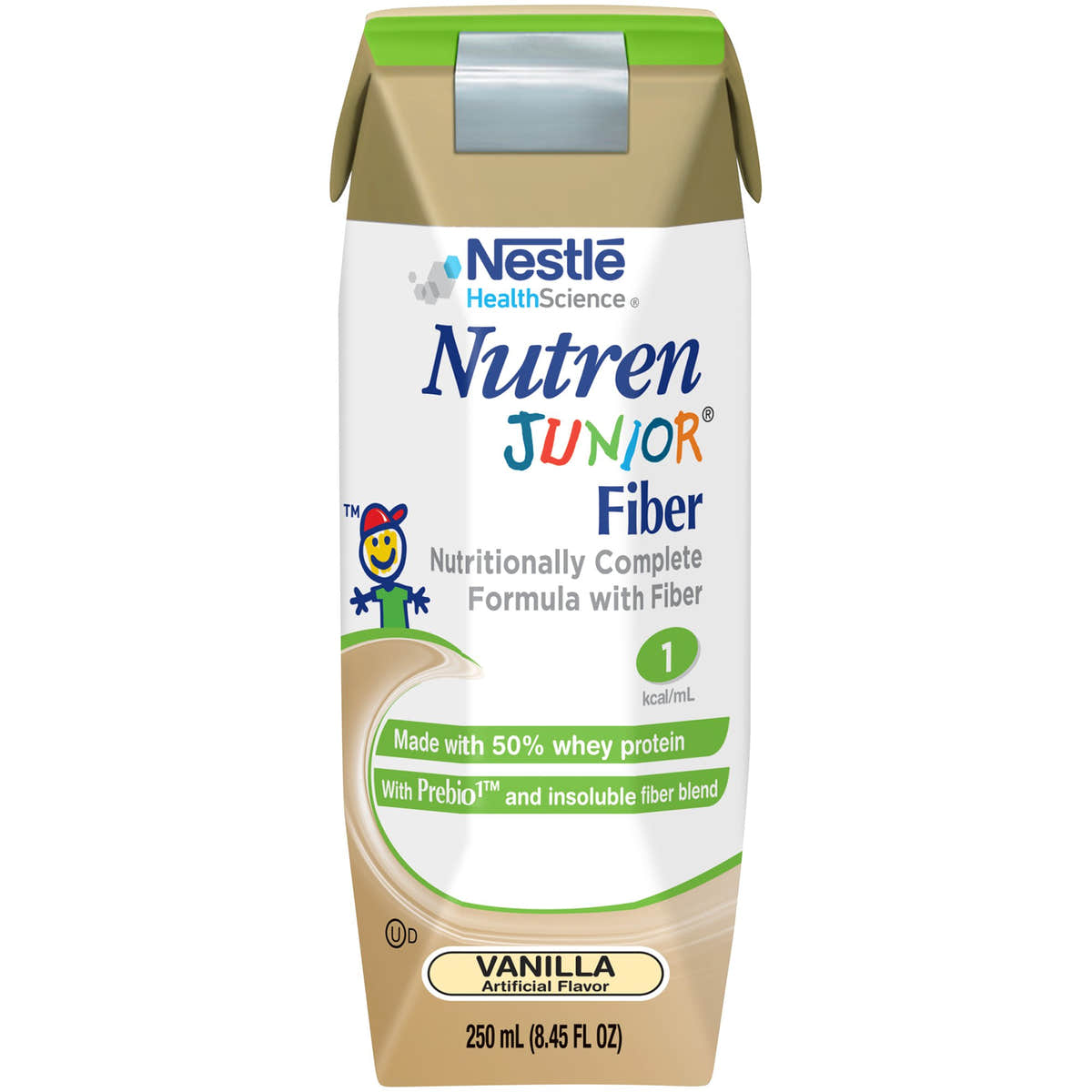 Nutren Junior Fiber Pediatric Oral Supplement / Tube Feeding Formula, Vanilla, 8.45 oz. Tetra Prisma -Case of 24 Nutren Junior Fiber Pediatric Oral Supplement / Tube Feeding Formula, Vanilla, 8.45 oz. Tetra Prisma -Case of 24