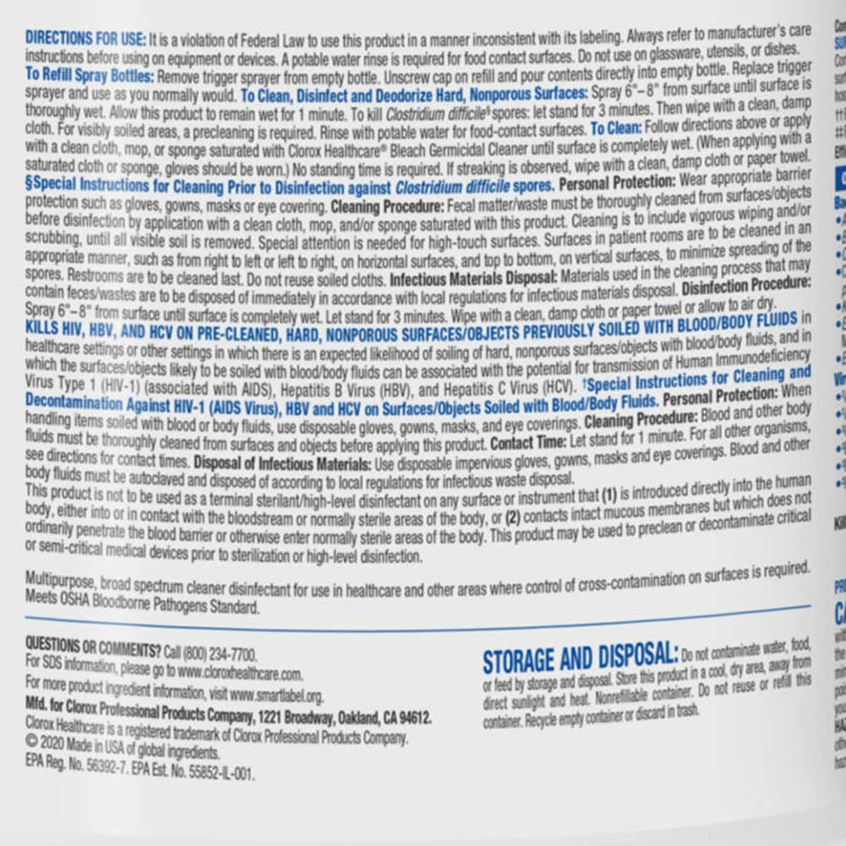 Clorox Healthcare Bleach Germicidal Cleaner, 1 gal. Jug -Case of 4 Clorox Healthcare Bleach Germicidal Cleaner, 1 gal. Jug -Case of 4