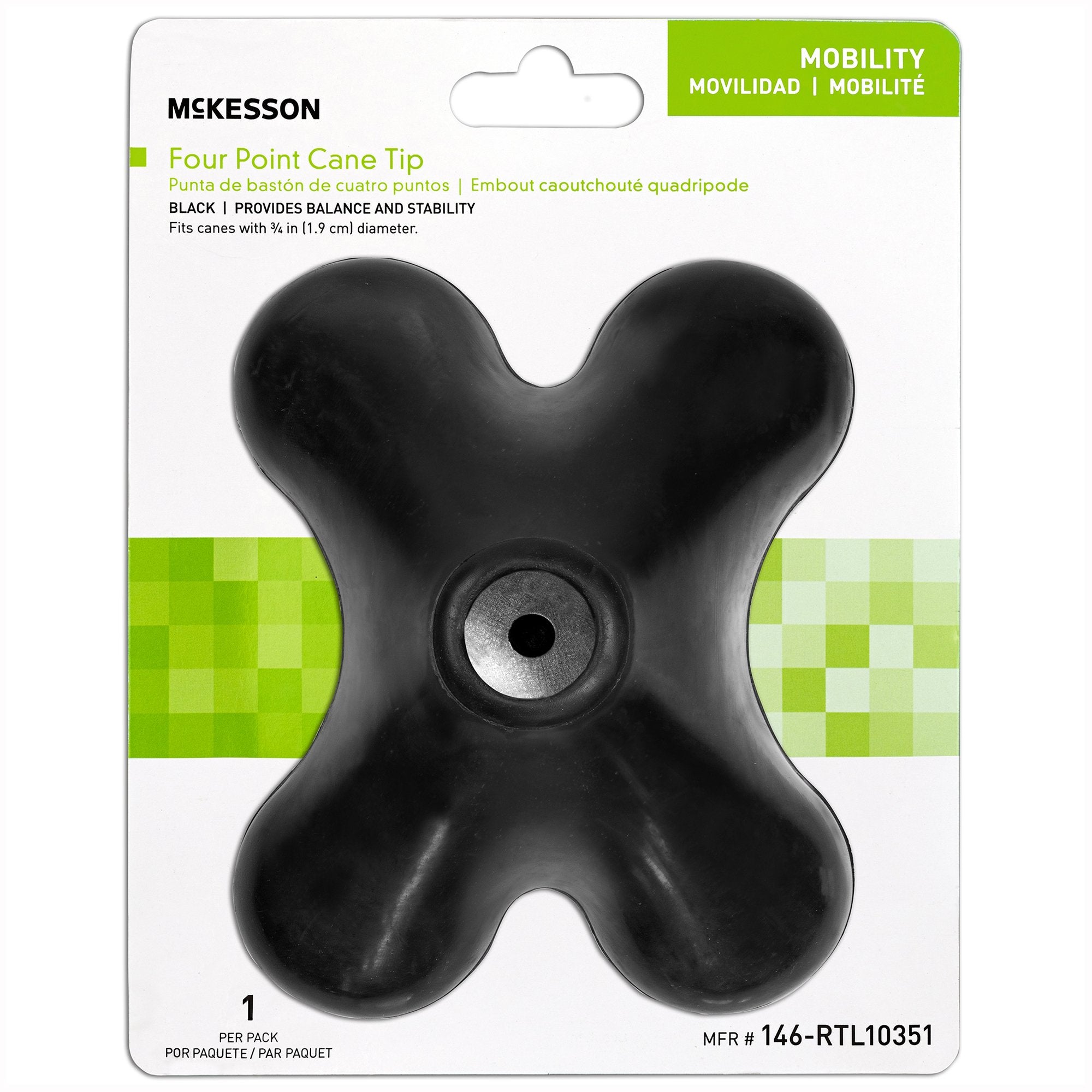McKesson 4-Point Cane Tip -Each McKesson 4-Point Cane Tip -Each