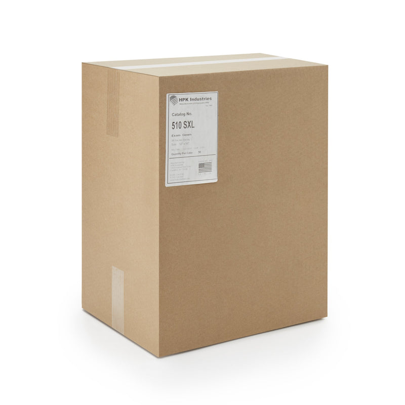HPK Industries Patient Exam Gown, X-Large, 43 x 53 Inch -Case of 50 HPK Industries Patient Exam Gown, X-Large, 43 x 53 Inch -Case of 50