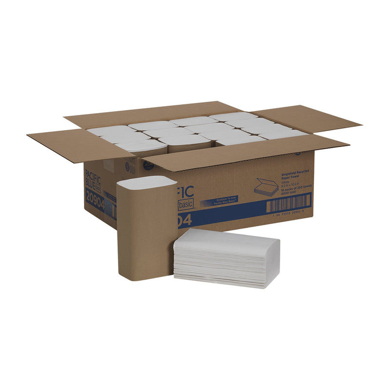 Pacific Blue Basic Single-Fold Paper Towel, 250 Sheets per Pack -Case of 16 Pacific Blue Basic Single-Fold Paper Towel, 250 Sheets per Pack -Case of 16