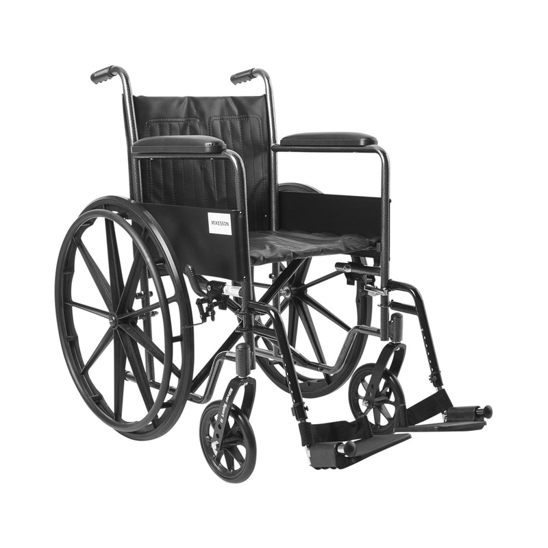 McKesson Dual Axle Wheelchair Full Length Arm Swing-Away Footrest, 18 Inch Seat Width -Each McKesson Dual Axle Wheelchair Full Length Arm Swing-Away Footrest, 18 Inch Seat Width -Each