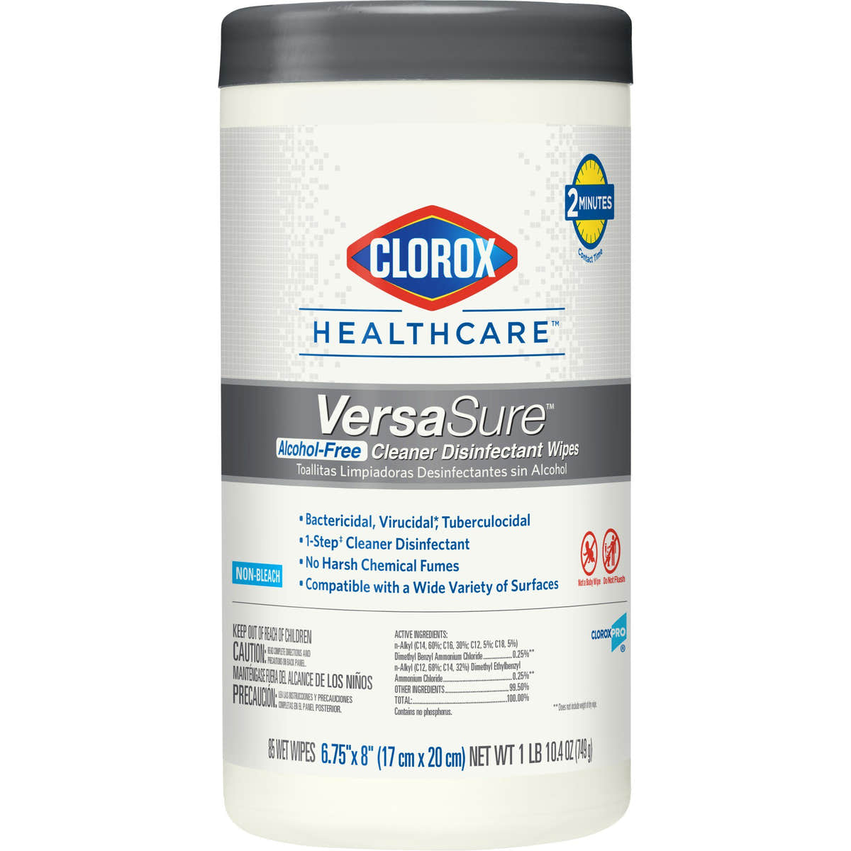 Clorox Healthcare VersaSure Cleaner Disinfectant Wipes, Cannister -Carton of 85 Clorox Healthcare VersaSure Cleaner Disinfectant Wipes, Cannister -Carton of 85