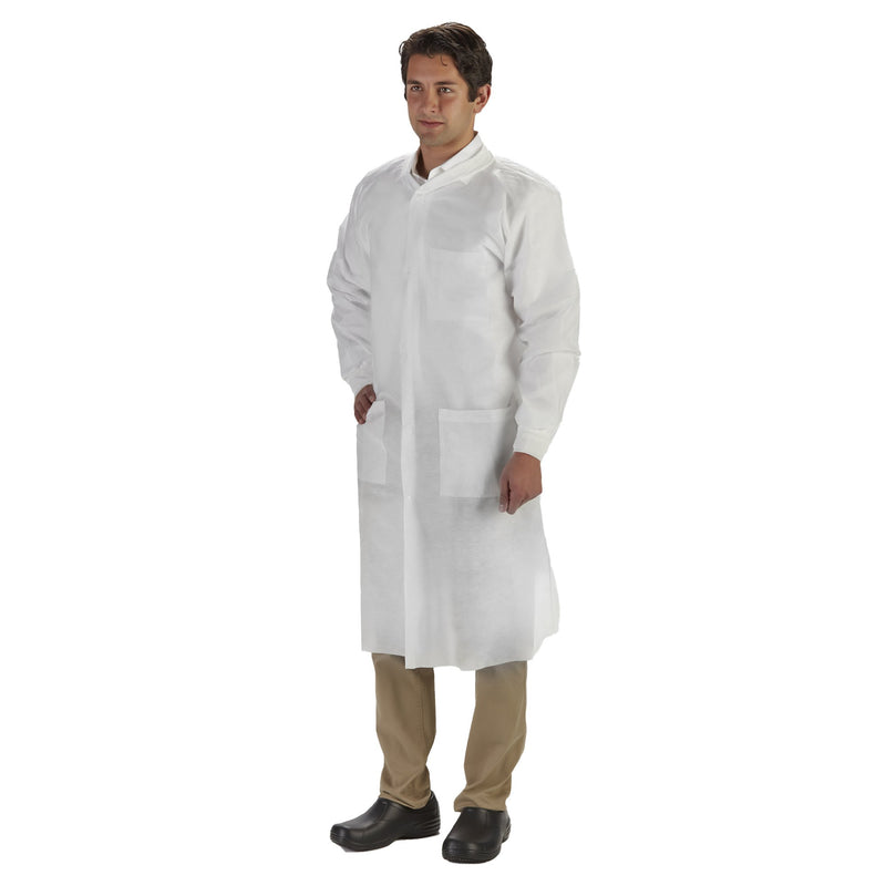 LabMates Lab Coat Knee Length Disposable, White, 2X-Large -Bag of 10 LabMates Lab Coat Knee Length Disposable, White, 2X-Large -Bag of 10