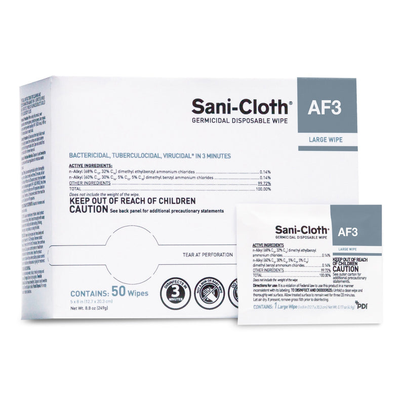 Sani-Cloth AF3 Surface Disinfectant Cleaner Wipe, Large Individual Packet -Box of 50 Sani-Cloth AF3 Surface Disinfectant Cleaner Wipe, Large Individual Packet -Box of 50