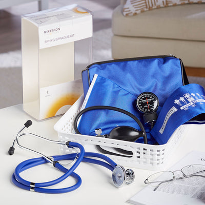 McKesson LUMEON Aneroid Sphygmomanometer/Sprague Kit, Royal Blue -Box of 1 McKesson LUMEON Aneroid Sphygmomanometer/Sprague Kit, Royal Blue -Box of 1
