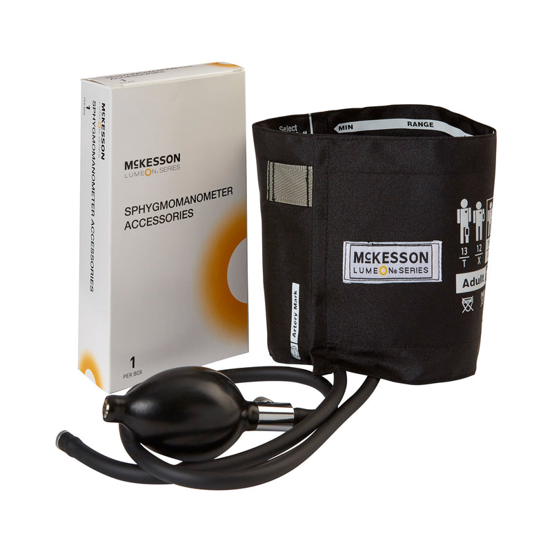 McKesson LUMEON Blood Pressure Bulb and Cuff, Adult Medium, Black, Arm -Box of 1 McKesson LUMEON Blood Pressure Bulb and Cuff, Adult Medium, Black, Arm -Box of 1