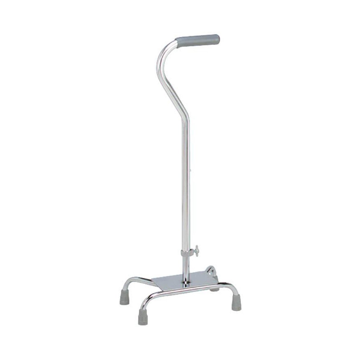 Carex Offset Quad Cane with Large Base, Silver - 166977_EA - 1 Carex Offset Quad Cane with Large Base, Silver - 166977_EA - 1