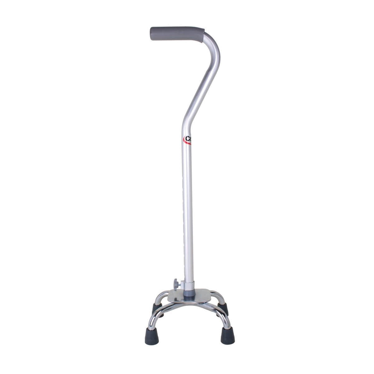 Carex Offset Quad Cane with Small Base, Silver - 842901_EA - 1 Carex Offset Quad Cane with Small Base, Silver - 842901_EA - 1