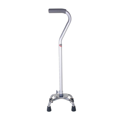 Carex Offset Quad Cane with Small Base, Silver - 842901_EA - 1 Carex Offset Quad Cane with Small Base, Silver - 842901_EA - 1