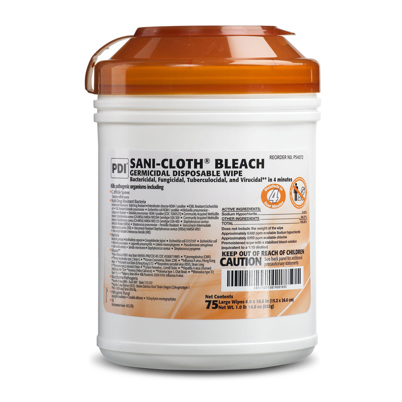 Sani-Cloth Surface Disinfectant Cleaner Bleach Wipe, 75 Wipes per Canister -Can of 1 Sani-Cloth Surface Disinfectant Cleaner Bleach Wipe, 75 Wipes per Canister -Can of 1