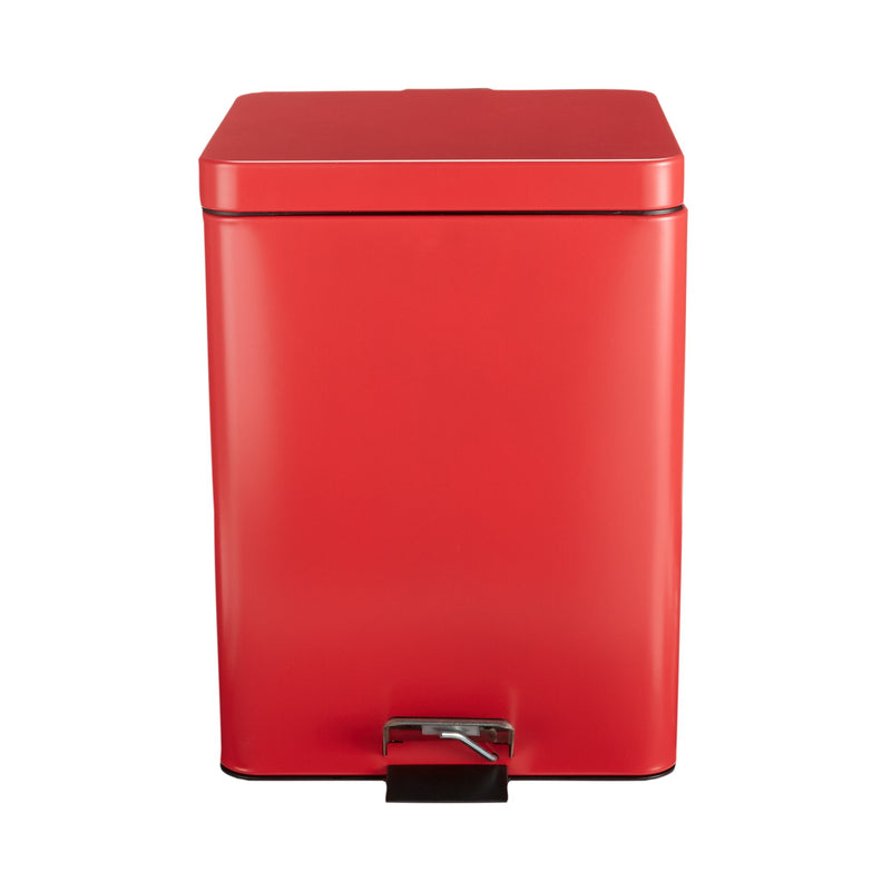 McKesson Trash Can with Plastic Liner, Square, Steel, Step-On, 20 QT, Red -Each McKesson Trash Can with Plastic Liner, Square, Steel, Step-On, 20 QT, Red -Each